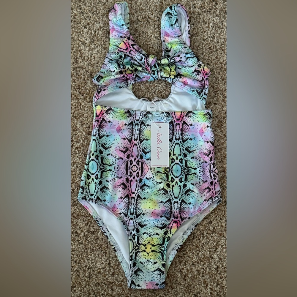 NWT and in Plastic Girls Stella Cove 4 Yrs Pastel Reptile Print Swimsuit